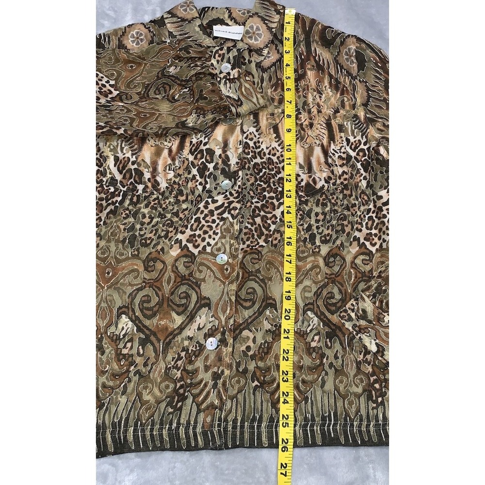 Alfred Dunner Button Up Blouse Women Size 16 Browns Semi Sheer‎ Collared Cheetah - Picture 5 of 10